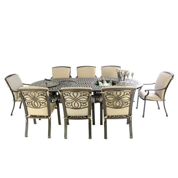 Fire & Ice Double Bowl Table & 8 Chairs Outside Edge Garden Furniture